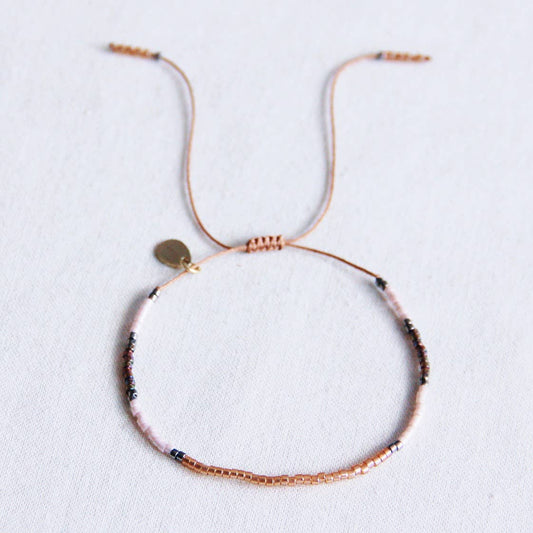 Miyuki armband cognac/nude