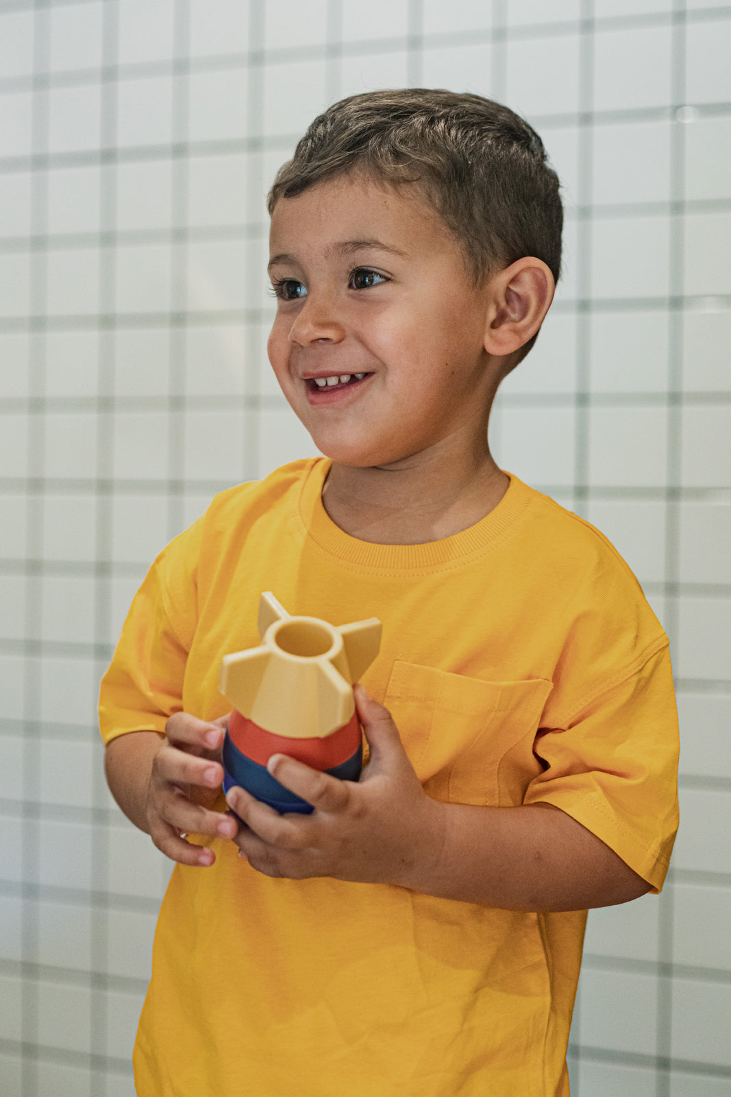 Little L – Stapeltoren Raket – Blauw en Oranje