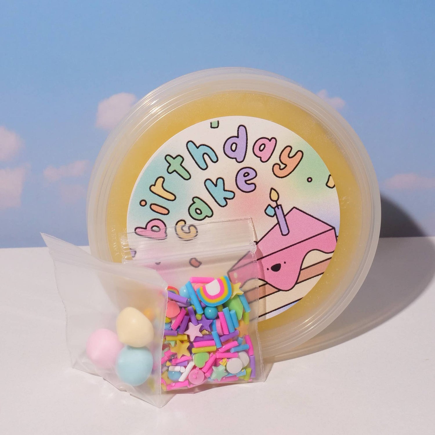 Mini wolken slijm - Verjaardagstaart