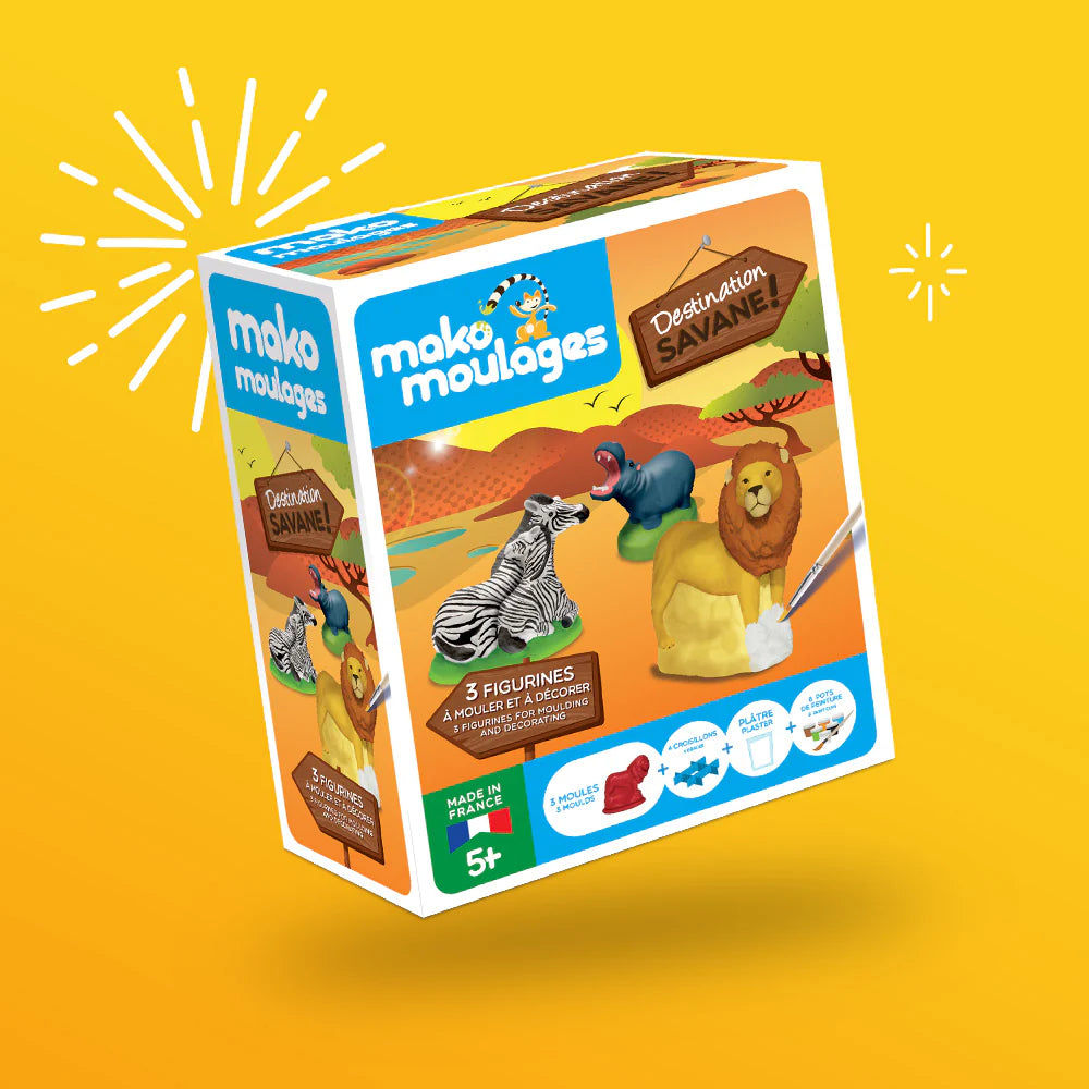 Mako Moulages - Set van 3 (Nijlpaard, Leeuw, Zebra)