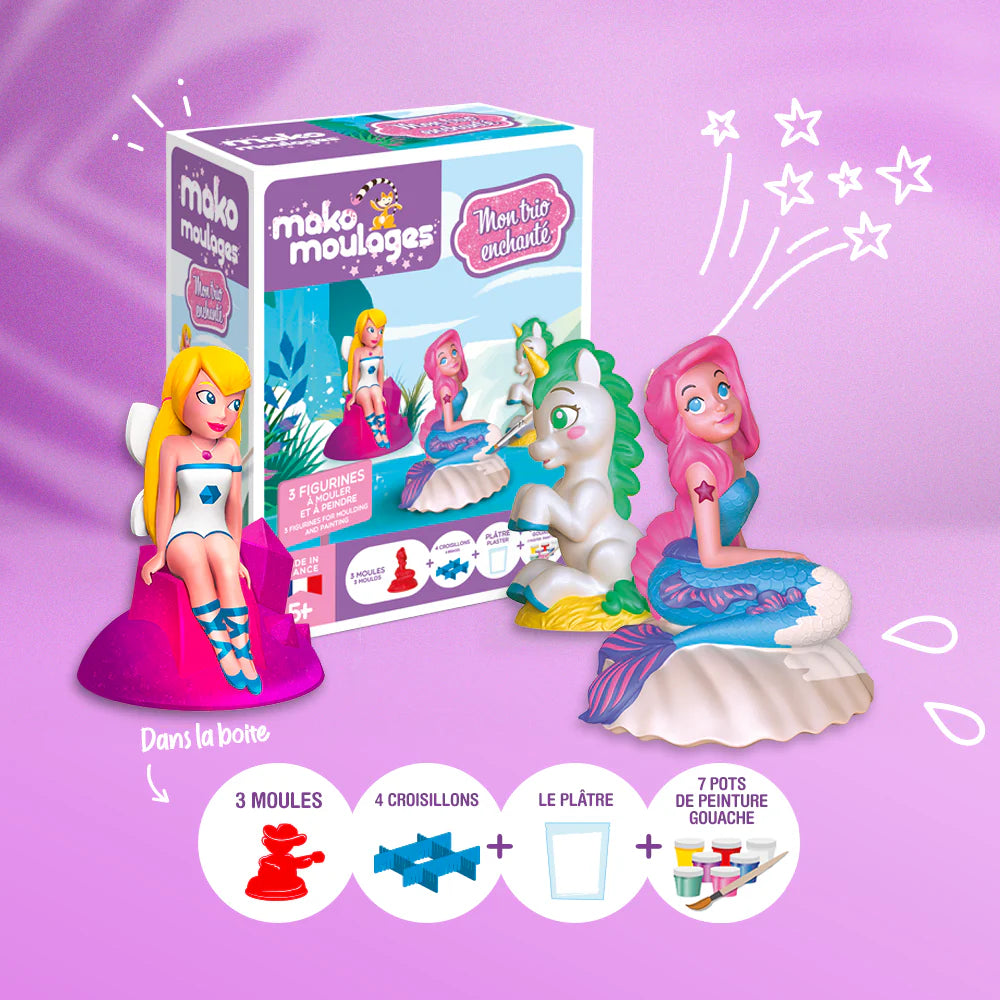 Mako Moulages - Set van 3 (Fee, Eenhoorn, Zeemeermin)