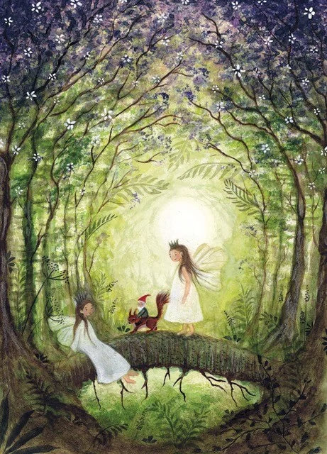 Fairies with Squirrel | Bijdehansje ansichtkaart