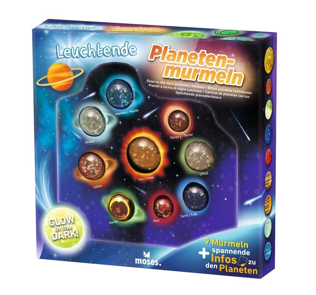Knikkerset planeten glow in the dark - 8 stuks