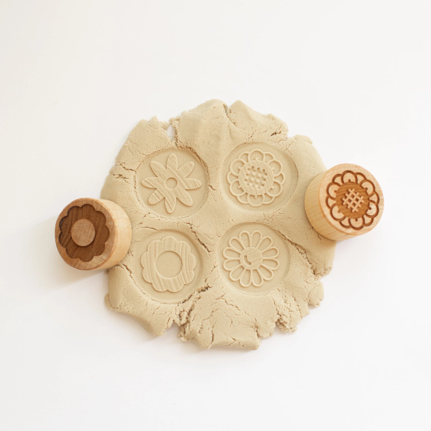 Houten stempel - Dubbelzijdig - Bloemen 2stuks