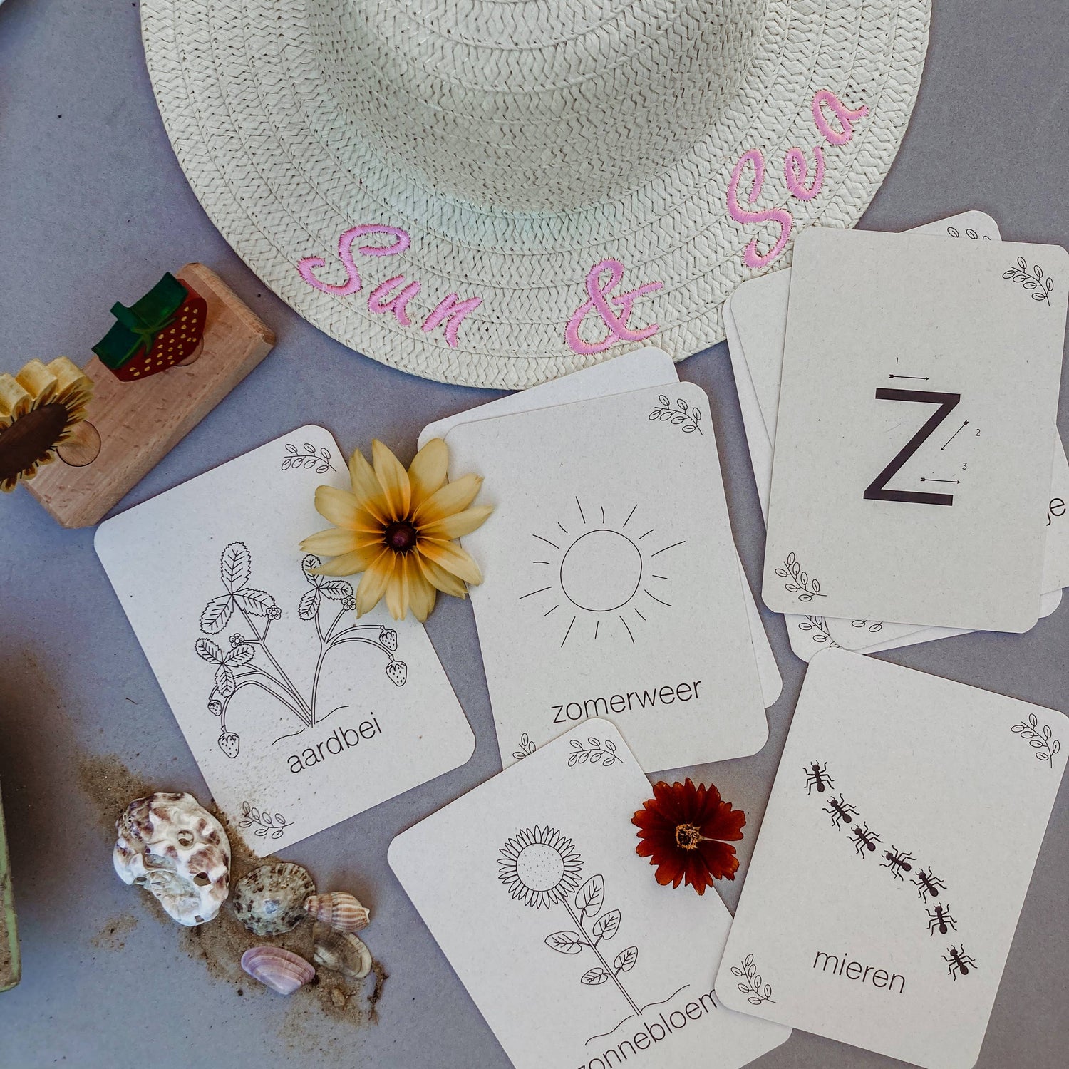 Zomer flashcards - Educatief speelgoed - Montessori