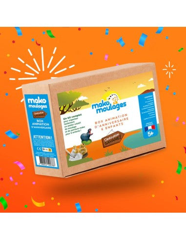 Mako Moulages - Verjaardagsbox voor 6 kinderen Wilde dieren en Jeep