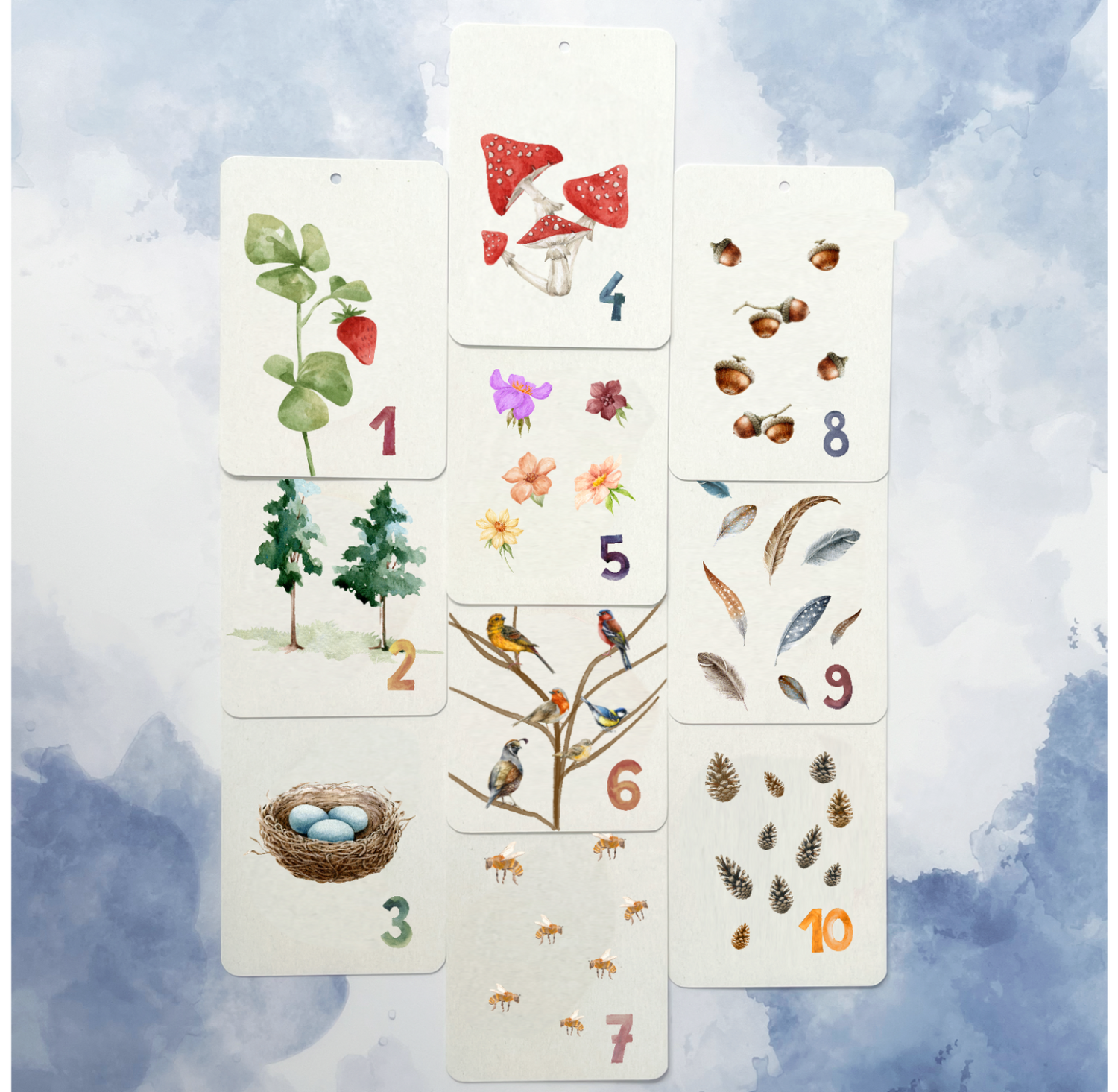 In A Flashcard miniset nature counting (tellen in de natuur)