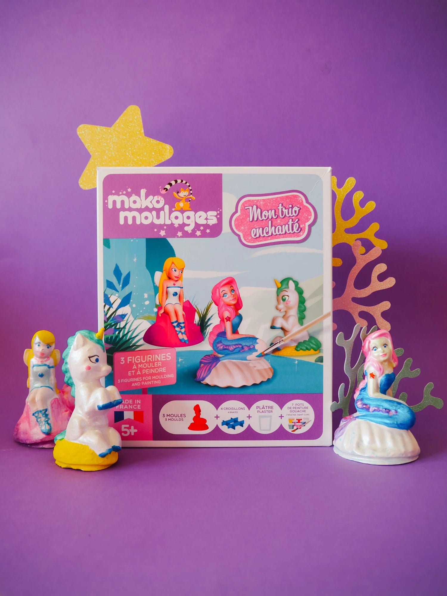 Mako Moulages - Set van 3 (Fee, Eenhoorn, Zeemeermin)