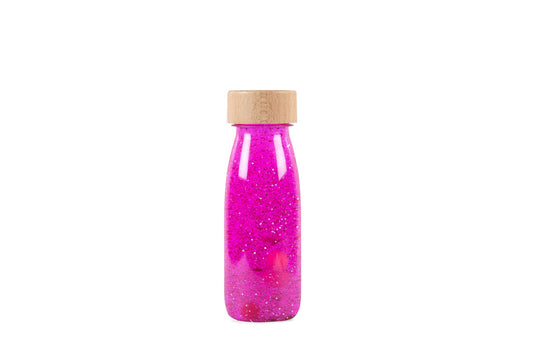 Sensorische fles – Roze glitters en pompomps (float sensory bottle)